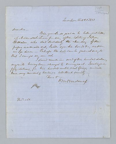 H. M. Brackenridge to Thomas Mellon
