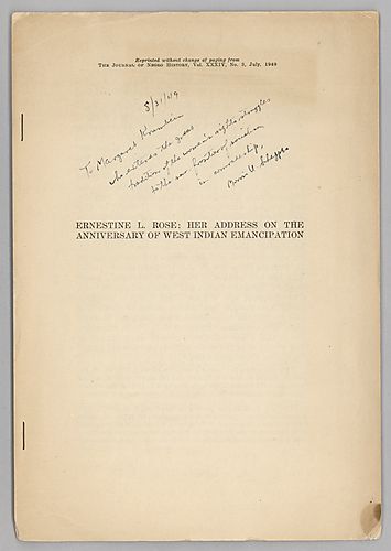Ernestine L. Rose, "Her Address on the Anniversary of West Indian Emancipation"