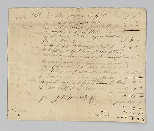 Hugh Parker’s account with the Ohio Company