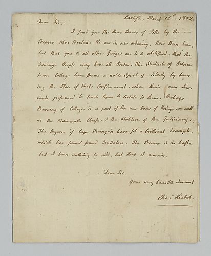 Charles Nisbet to Alexander Addison