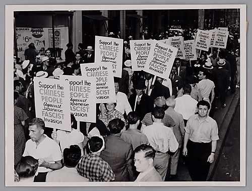 Communists Picketing in front of the Japanese Consulate
