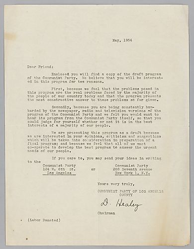 A Letter from the Communist Party of Los Angeles County