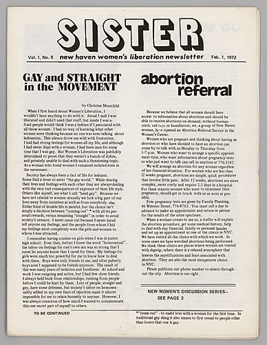Sister, New Haven's Women's Liberation Newsletter