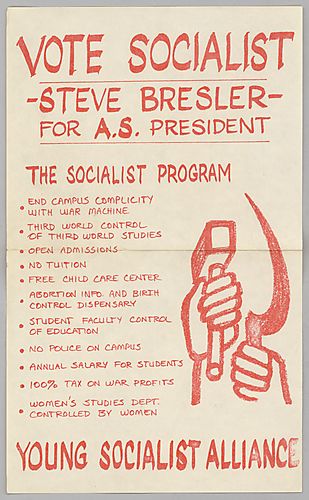 "Vote Socialist, Steve Bresler for A.S. President, Young Socialist Alliance" Flyer