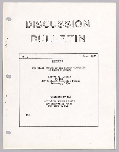 Discussion Bulletin No. 3, "The Class Nature of the Buffer Countries in Eastern Europe", By M. Stein