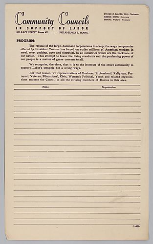 "Community Council in Support of Labor Petitions"