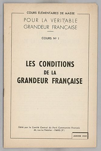 Les Conditions de la Grandeur Francais
