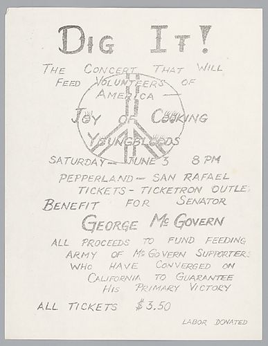 Flyer for a Benefit Concert for Senator George McGovern
