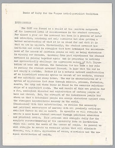 "Basis of Unity for the Campus Anti-Imperialist Coalition"