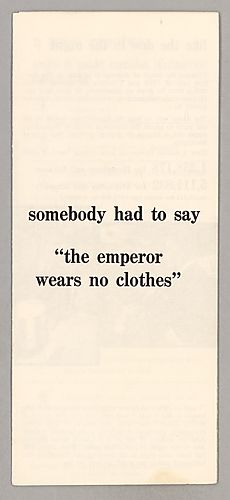 "Somebody Had to Say 'the emperor wears no clothes'"