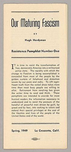 "Our Maturing Fascism", By Hugh Hardyman