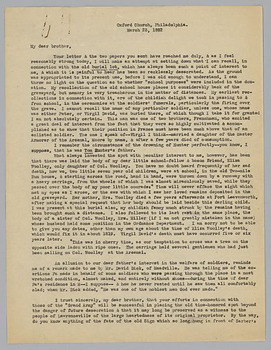 Letter from Ann Eliza to Morrison Foster, retyped by Evelyn Morneweck