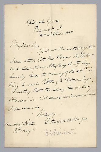 Letter from Rutherford B. Hayes to Morrison Foster