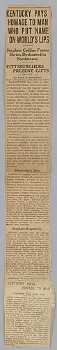 Article, "Kentucky Pays Homage to Man Who Put Name on World's Lips"