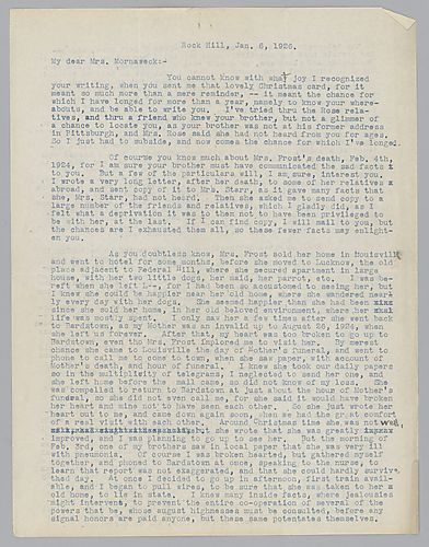Letter from Lorena Callahan to Evelyn Morneweck (2 pages)