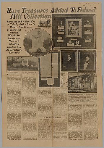 "Rare Treasures Added to Federal Hill Collection," Louisville Courier Journal