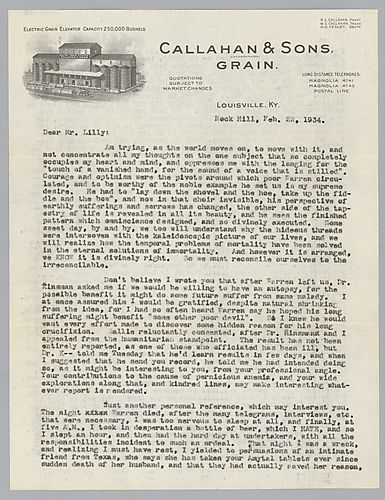 Letter from Lorena Callahan to Eli Lilly