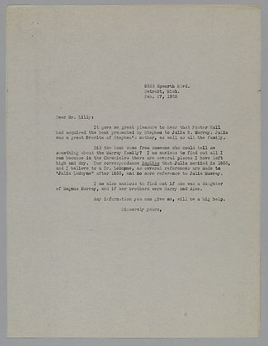 Letter from Evelyn Morneweck to Julie McIlvaine