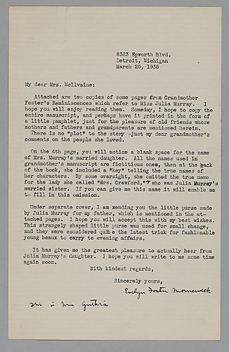 Letter from Evelyn Morneweck to Julie McIlvaine