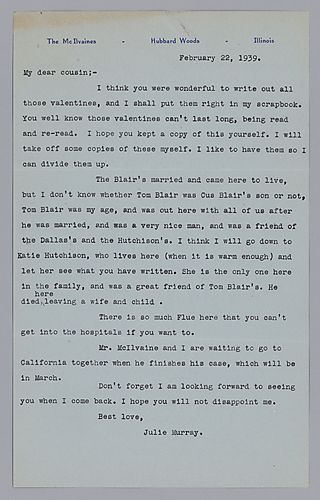 Letter from Julie McIlvaine to Evelyn Morneweck