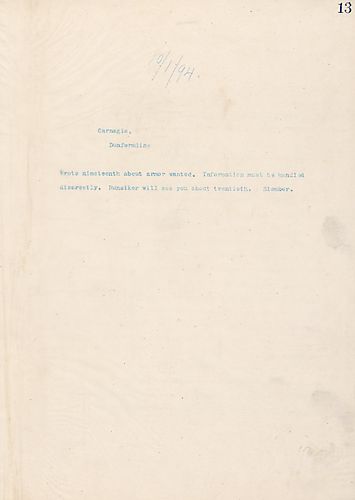 Frick writes on his previous letter sent to Carnegie about the Russian armor contract [September 19th], on handling the matter discreetly, and on Hunsiker's visit to Carnegie on October 20th