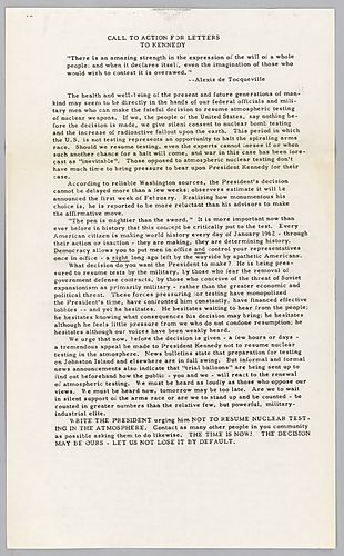 "Call to Action for Letters to Kennedy" Flyer