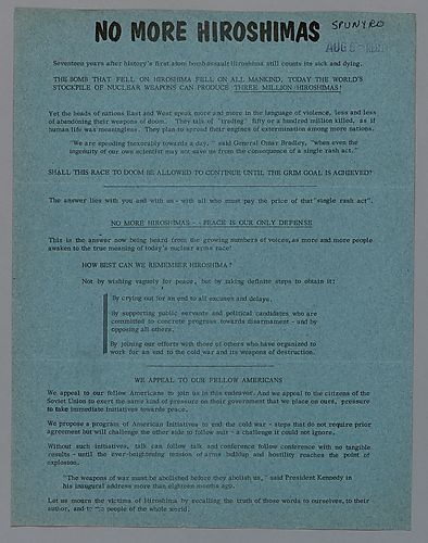 "No More Hiroshimas" Flyer