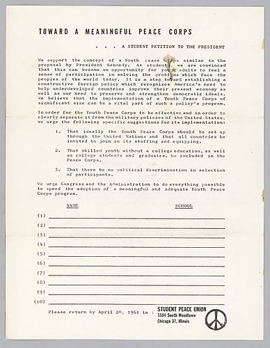 "Toward a Meaningful Peace Corps" Student Petition