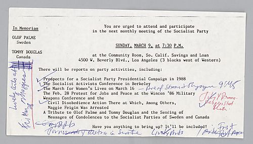 Flyer to Attend The Socialist Party's Monthly Meetings