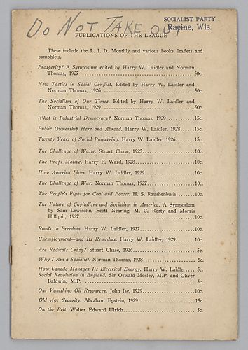 A Coverless League for Industrial Democracy Booklet