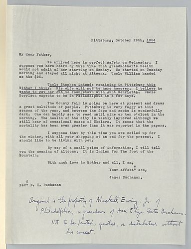 From James Buchanan to Rev. Edward Y. Buchanan