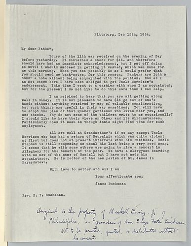 From James Buchanan to Rev. Edward Y. Buchanan