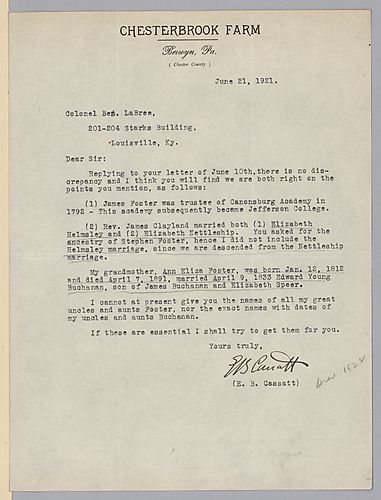 From E.B. Cassatt to Colonel Ben LaBree