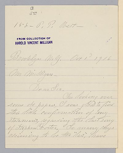 From Mrs. Parkhurst Duer to Harold Vincent Milligan