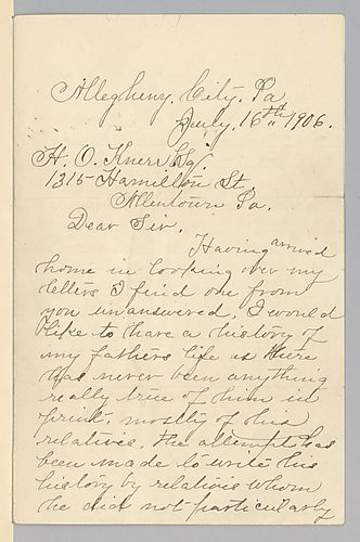 From Marion Foster Welsh to H.O. Knerr Esq.