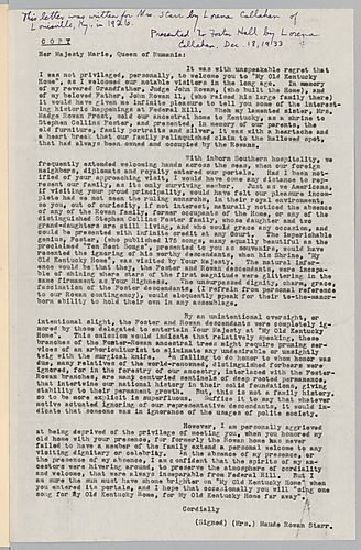 From Maude Rowan Starr to Her Majesty, Queen of Romania