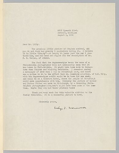 From Evelyn Foster Morneweck to Josiah K. Lilly