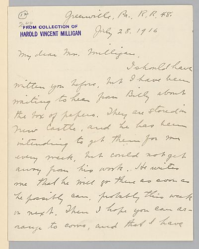 From Evelyn Foster Morneweck to Harold Vincent Milligan