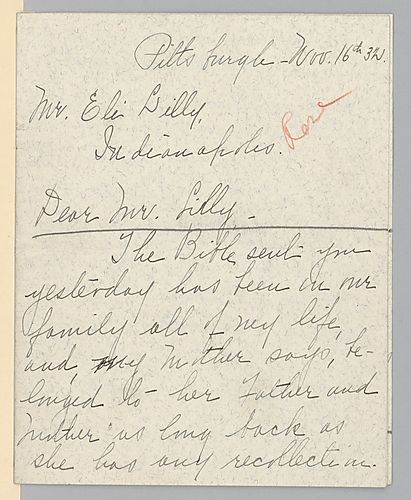 From Jessie W. Rose to Mr. Lilly