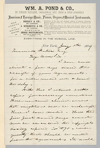 Letter from William A. Pond & Co. to Morrison Foster
