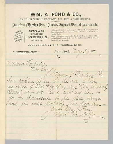 Letter from William A. Pond to Morrison Foster