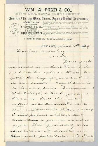 Letter from William A. Pond & Co. to Morrison Foster