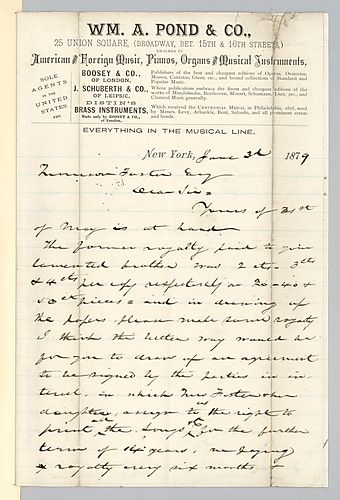 Letter from William A. Pond & Co. to Morrison Foster