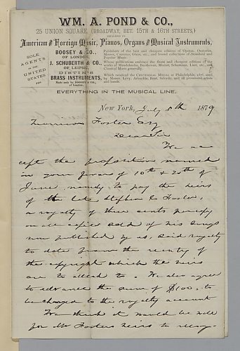 Letter from William A. Pond & Co. to Morrison Foster