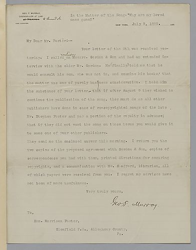 Letter from Attorney George F. Murray to Morrison Foster