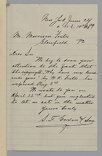 Letter from S.T. Gordon to Morrison Foster