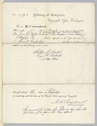 Library of Congress copyright certificate for "Little Ella"