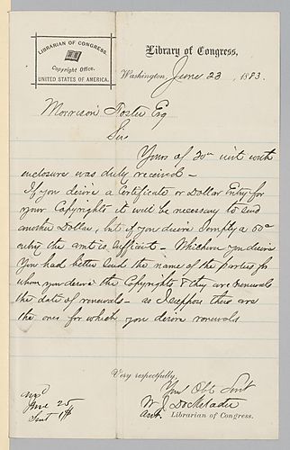 Letter from Library of Congress to Morrison Foster