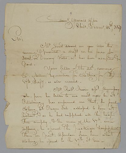 Letter from Commissary General to William Foster