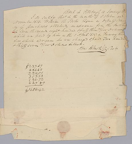 Series of handwritten documents dealing with Foster's advances for the federal government